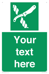 Custom sign safe condition Liferaft knife